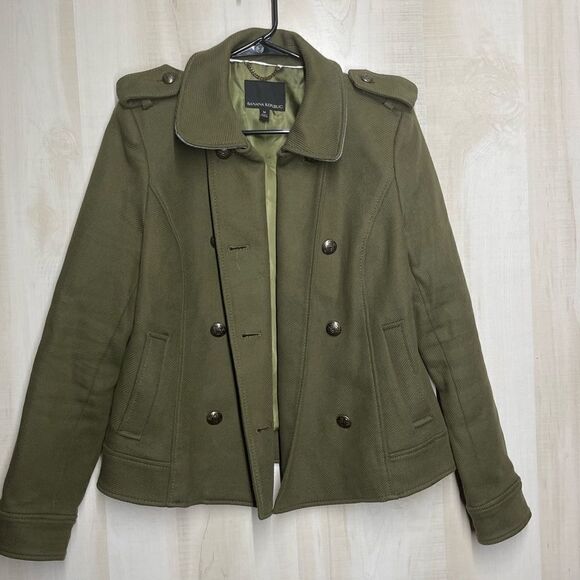 Banana Republic olive green‎ jacket military style, size medium - Picture 1 of 16